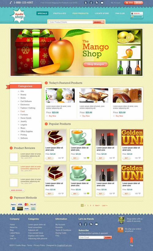网上零售产品销售商城购物网站首页模板psd下载